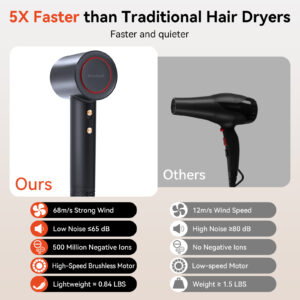 rizzdeek 500m negative ion hair dryer 110,000 rpm high speed brushless motor