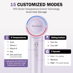 rizzdeek 110,000 rpm high speed brushless dryer 500m negative ions