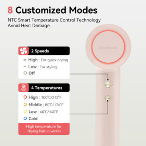high speed hair dryer with diffuser for curly hair 110000 rpm brushless motor negative ionic blow dryer, fast drying low damage no heat burn for natural curls, pink