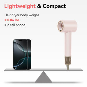 high speed hair dryer with diffuser for curly hair 110000 rpm brushless motor negative ionic blow dryer, fast drying low damage no heat burn for natural curls, pink